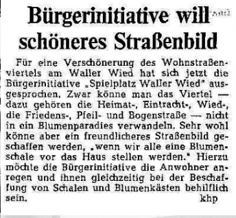 Zeitungsartikel aus dem Weser Kurier 1981 "Bürgerinitiative will schöneres Straßenbild"